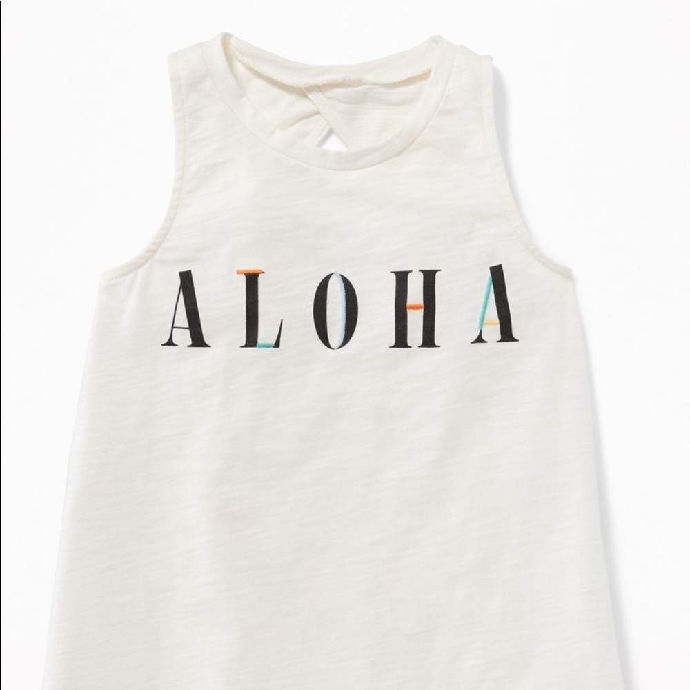 Old Navy Girls White Aloha Crop Top (Youth 10-12)